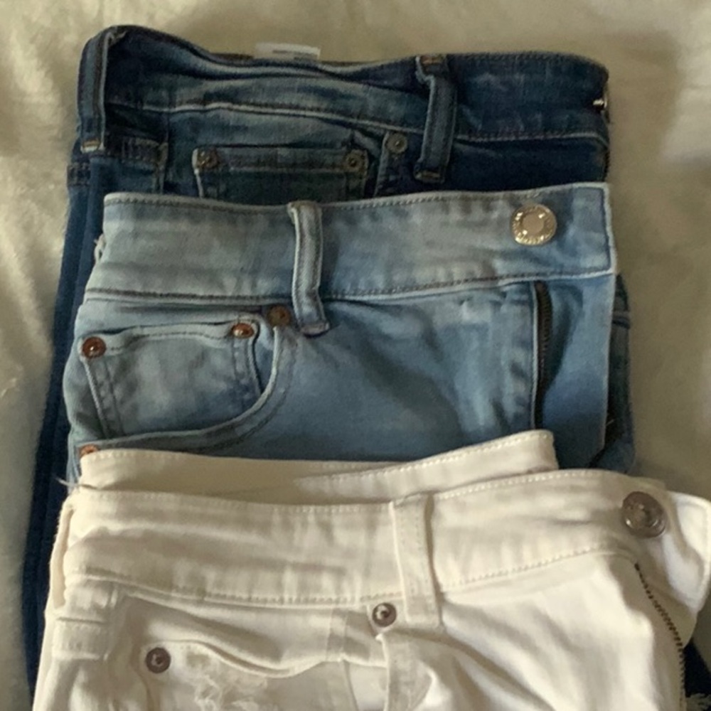 American Eagle Outfitters Jean Shorts - Dark Blue, Light Blue, White